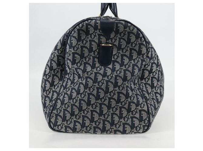 Borsa Boston in tela Trotter Christian Dior blu navy oro Auth 129964SAV - vista 3