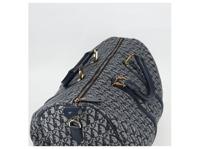 Borsa Boston in tela Trotter Christian Dior blu navy oro Auth 129964SAV - vista 6