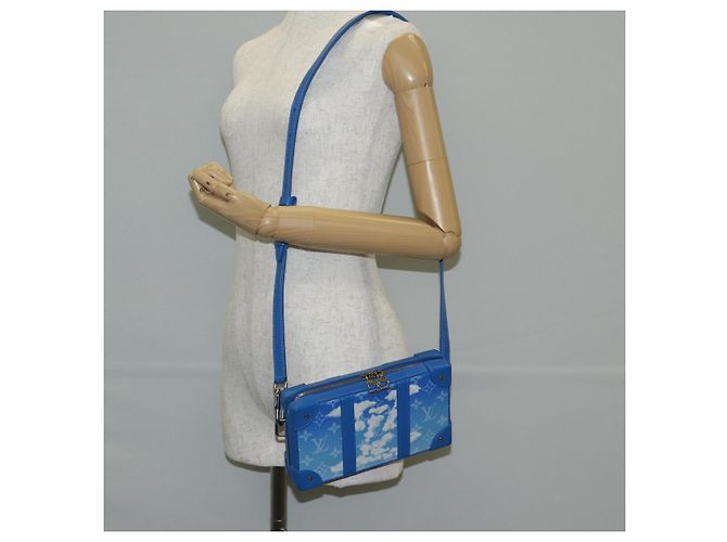 LOUIS VUITTON Monogram Clouds Soft Trunk Wallet Borsa Blu M45432 LV Auth 135581SAM - vista 24