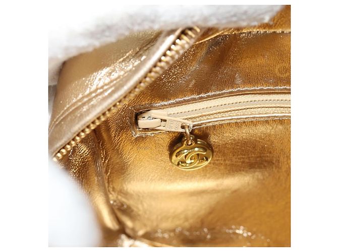 CHANEL Borsa a Spalla Matelassé in Pelle di Agnello Rossa Oro CC Auth 134958SV Rosso D'oro - vista 27