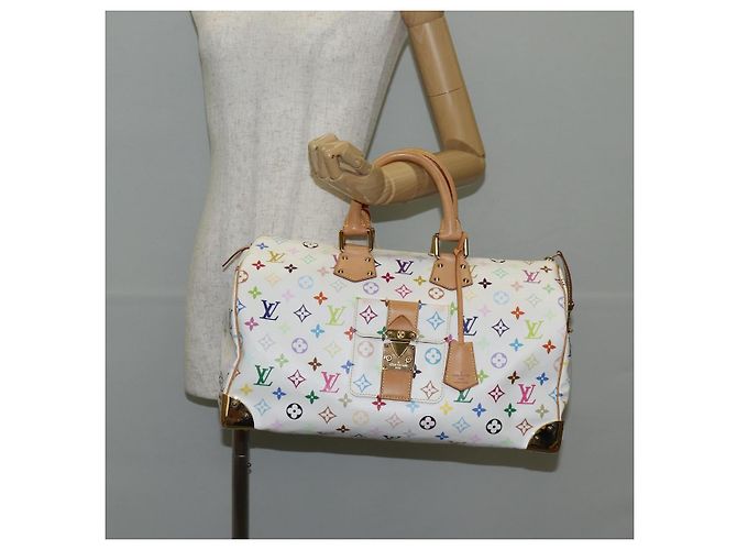 LOUIS VUITTON Monogramm Multicolor Speedy 30 Tasche Weiß Bron M92643 Auth 132956SAV Bronze - Ansicht 24