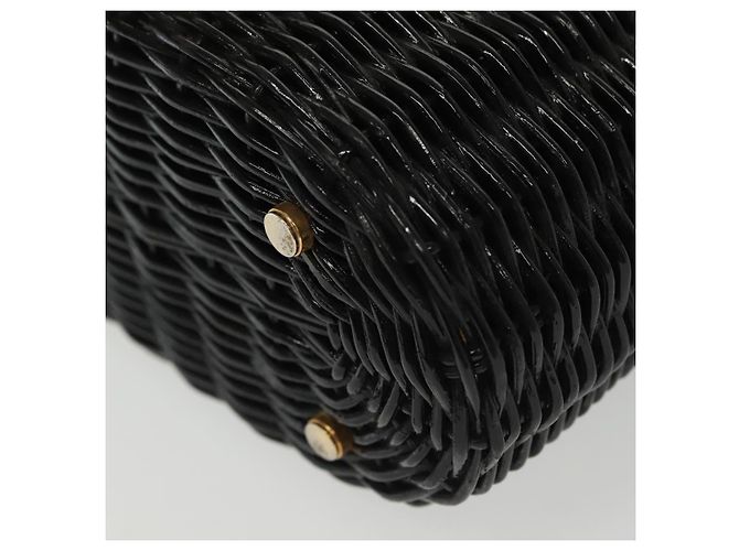 Gancini Handtasche aus Rattan in Schwarz und Gold Salvatore Ferragamo Auth 138876V Golden - Ansicht 14