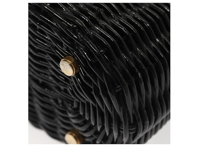 Gancini Handtasche aus Rattan in Schwarz und Gold Salvatore Ferragamo Auth 138876V Golden - Ansicht 16
