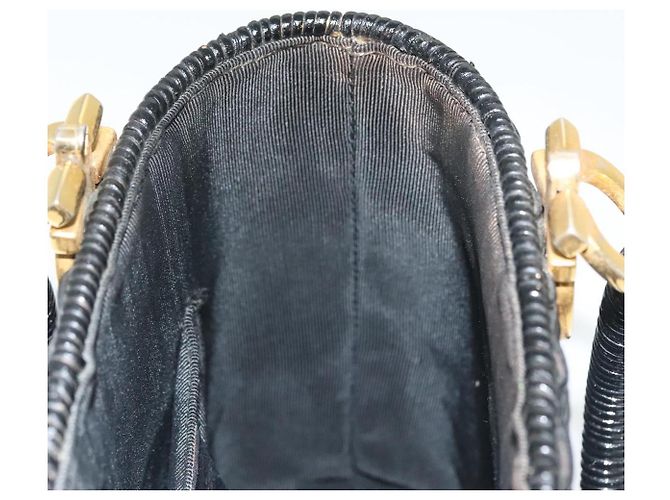 Gancini Handtasche aus Rattan in Schwarz und Gold Salvatore Ferragamo Auth 138876V Golden - Ansicht 17