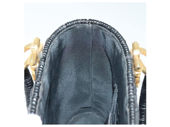 Gancini Handtasche aus Rattan in Schwarz und Gold Salvatore Ferragamo Auth 138876V Golden - Ansicht 18