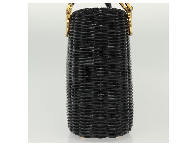 Gancini Handtasche aus Rattan in Schwarz und Gold Salvatore Ferragamo Auth 138876V Golden - Ansicht 3