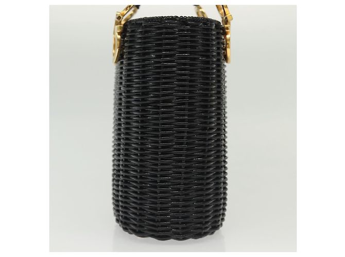 Gancini Handtasche aus Rattan in Schwarz und Gold Salvatore Ferragamo Auth 138876V Golden - Ansicht 4