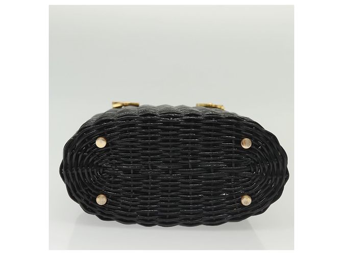 Gancini Handtasche aus Rattan in Schwarz und Gold Salvatore Ferragamo Auth 138876V Golden - Ansicht 5