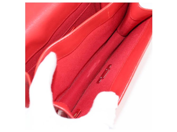 CHANEL Borsa a Spalla Matelassé in Pelle Rossa con Catena Argento CC Auth 138980M Rosso - vista 24