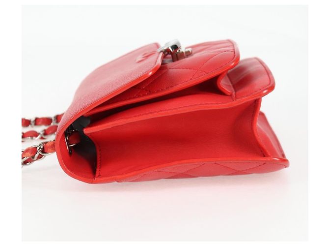 CHANEL Borsa a Spalla Matelassé in Pelle Rossa con Catena Argento CC Auth 138980M Rosso - vista 3