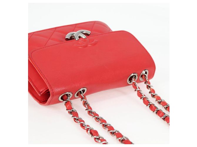 CHANEL Borsa a Spalla Matelassé in Pelle Rossa con Catena Argento CC Auth 138980M Rosso - vista 6