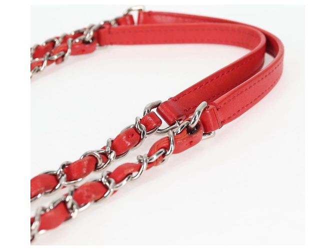 CHANEL Borsa a Spalla Matelassé in Pelle Rossa con Catena Argento CC Auth 138980M Rosso - vista 8