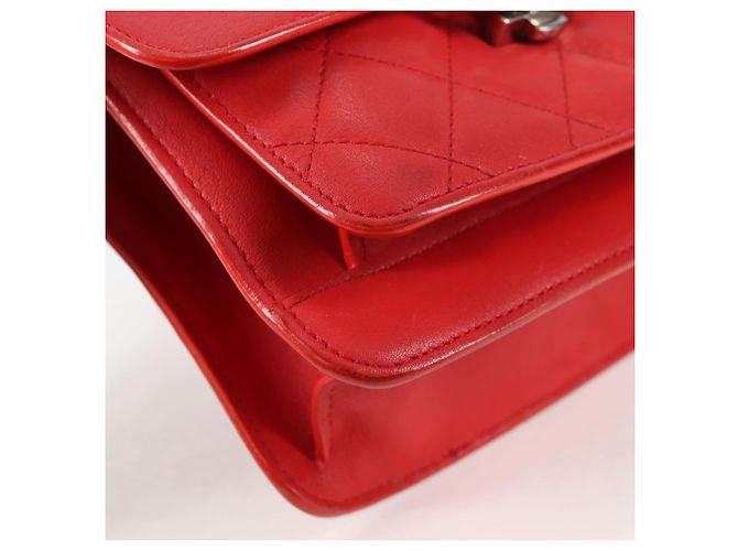 CHANEL Borsa a Spalla Matelassé in Pelle Rossa con Catena Argento CC Auth 138980M Rosso - vista 9