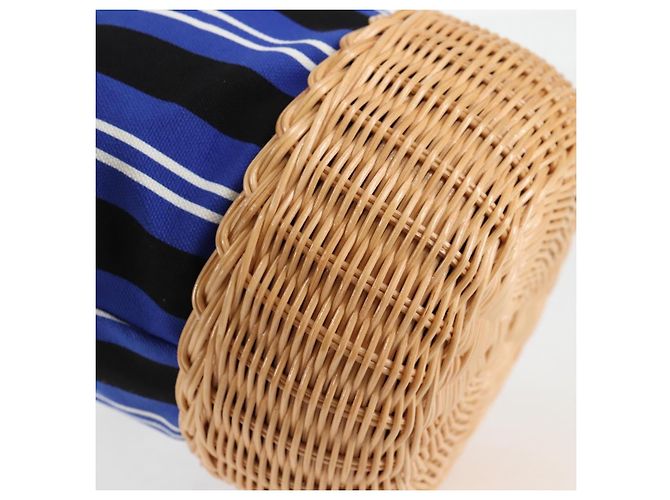 Borsa a mano in rattan PRADA in tela 2way blu oro 1BH115 Auth 138994SM D'oro - vista 15
