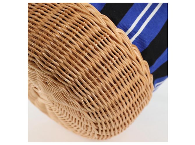 Borsa a mano in rattan PRADA in tela 2way blu oro 1BH115 Auth 138994SM D'oro - vista 16