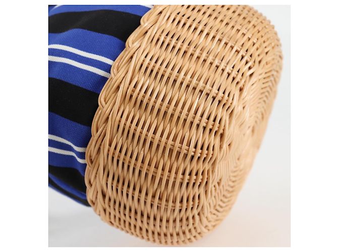 Borsa a mano in rattan PRADA in tela 2way blu oro 1BH115 Auth 138994SM D'oro - vista 17
