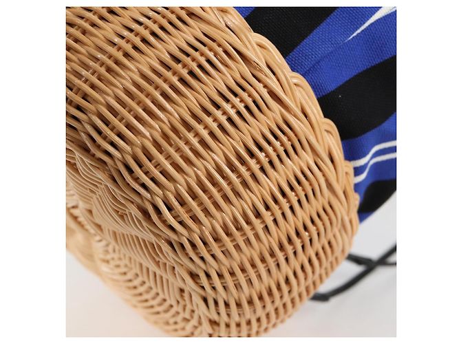 Borsa a mano in rattan PRADA in tela 2way blu oro 1BH115 Auth 138994SM D'oro - vista 18