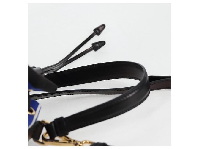 Borsa a mano in rattan PRADA in tela 2way blu oro 1BH115 Auth 138994SM D'oro - vista 7