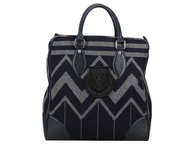 LOUIS VUITTON Cabas Vale Karakoram Bolsa de Mão Lã Marinha M95240 LV Auth 138949SAV Azul marinho - vista 13