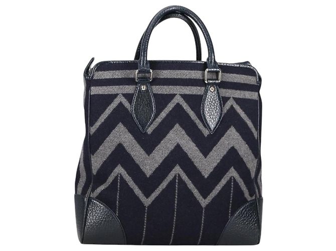 LOUIS VUITTON Cabas Vale Karakoram Bolsa de Mão Lã Marinha M95240 LV Auth 138949SAV Azul marinho - vista 3