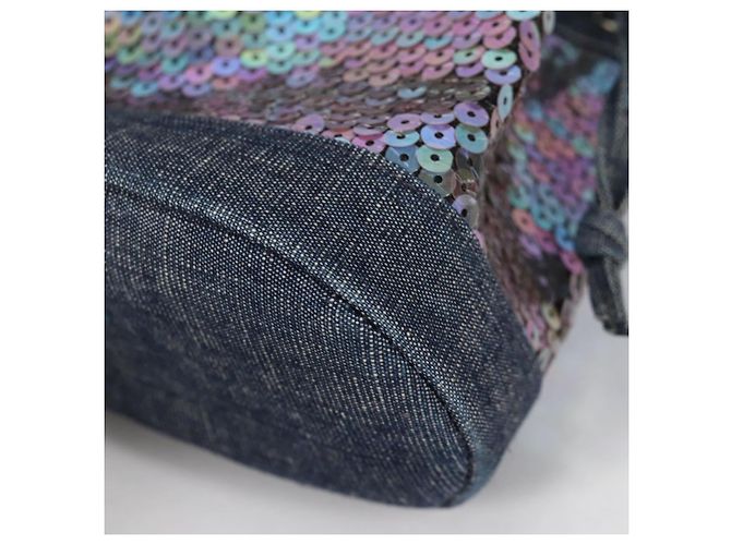 CHANEL Borsa a Mano in Paillettes Denim Blu CC Auth 139014SAV - vista 14