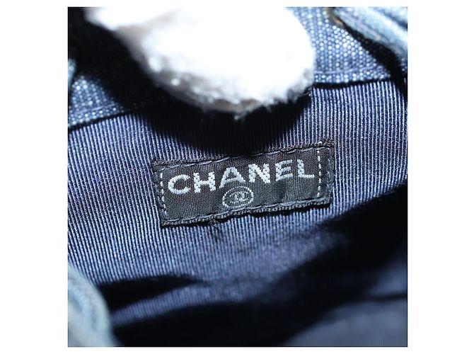 CHANEL Borsa a Mano in Paillettes Denim Blu CC Auth 139014SAV - vista 17