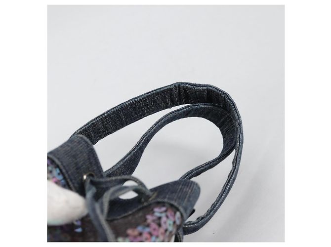CHANEL Borsa a Mano in Paillettes Denim Blu CC Auth 139014SAV - vista 8