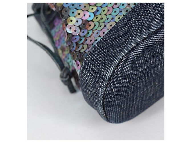 CHANEL Borsa a Mano in Paillettes Denim Blu CC Auth 139014SAV - vista 9