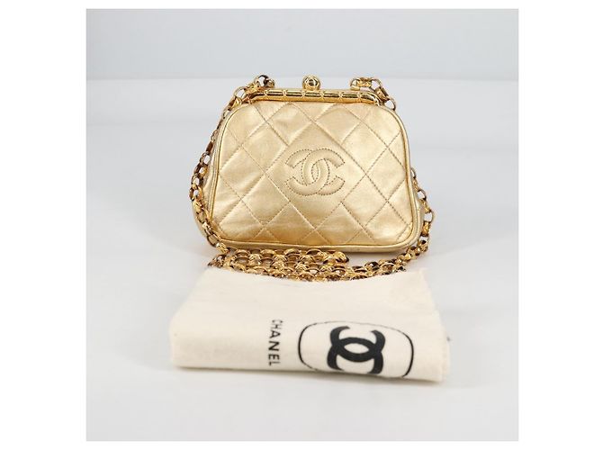 Borsa a Spalla CHANEL in Pelle di Agnello, Tonalità Oro, CC Auth 135116SM - vista 12