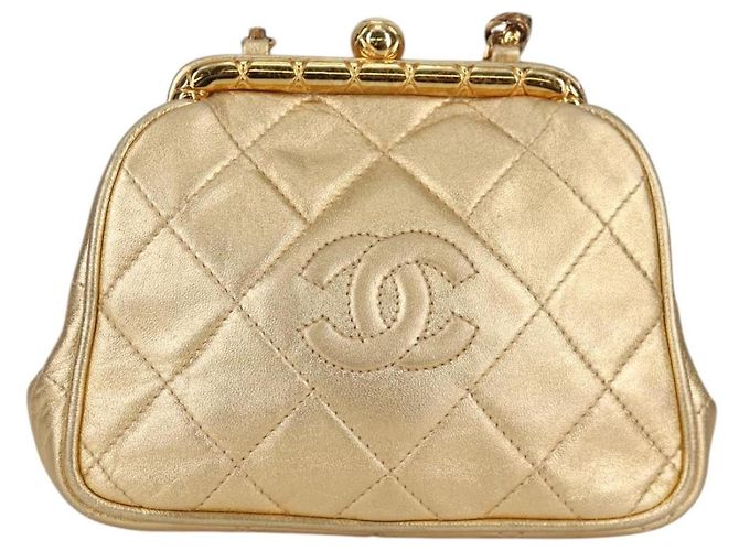 Borsa a Spalla CHANEL in Pelle di Agnello, Tonalità Oro, CC Auth 135116SM - vista 13
