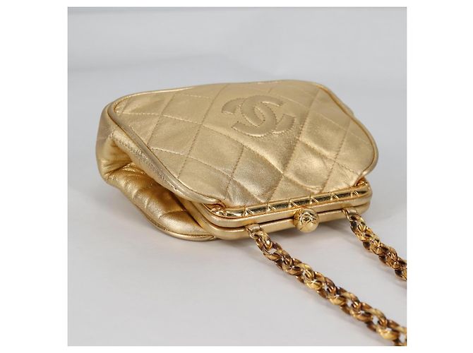 Borsa a Spalla CHANEL in Pelle di Agnello, Tonalità Oro, CC Auth 135116SM - vista 14