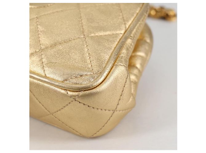 Borsa a Spalla CHANEL in Pelle di Agnello, Tonalità Oro, CC Auth 135116SM - vista 17