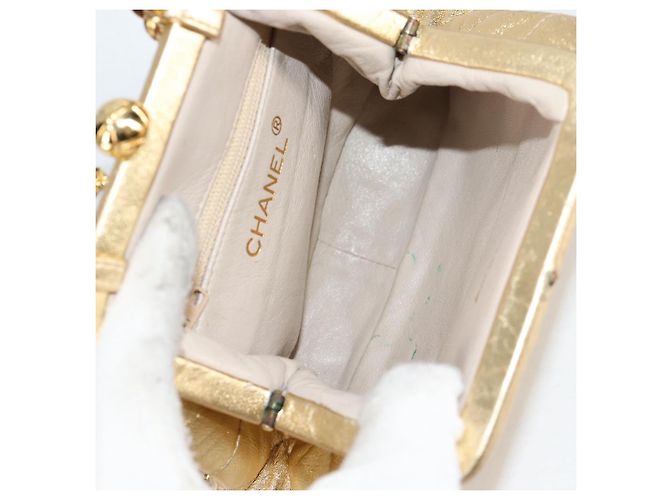 Borsa a Spalla CHANEL in Pelle di Agnello, Tonalità Oro, CC Auth 135116SM - vista 8