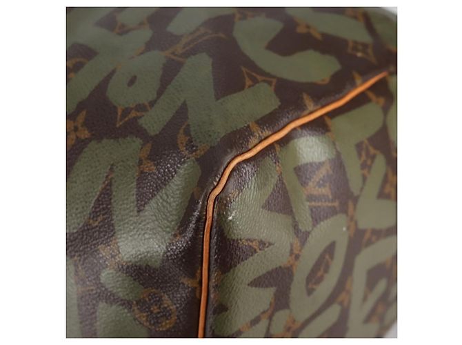 LOUIS VUITTON Monogram Graffiti Keepall 50 Borsa Boston Khaki M92196 Auth fm4841SAV Cachi - vista 15