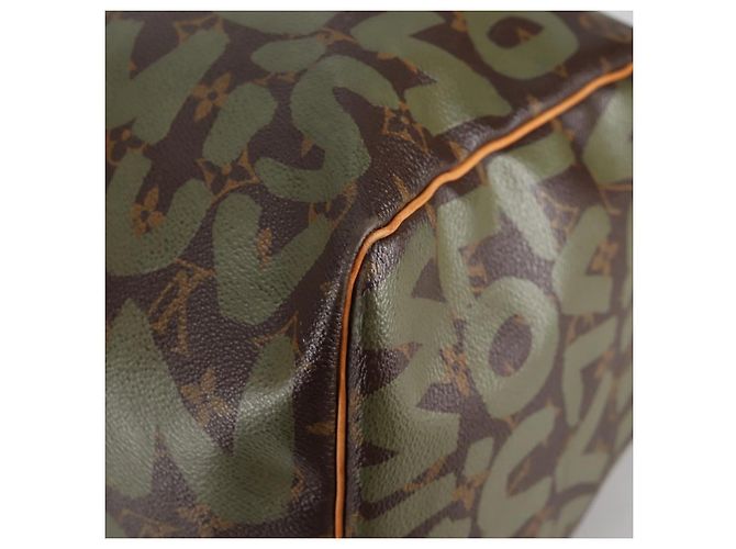 LOUIS VUITTON Monogram Graffiti Keepall 50 Borsa Boston Khaki M92196 Auth fm4841SAV Cachi - vista 17