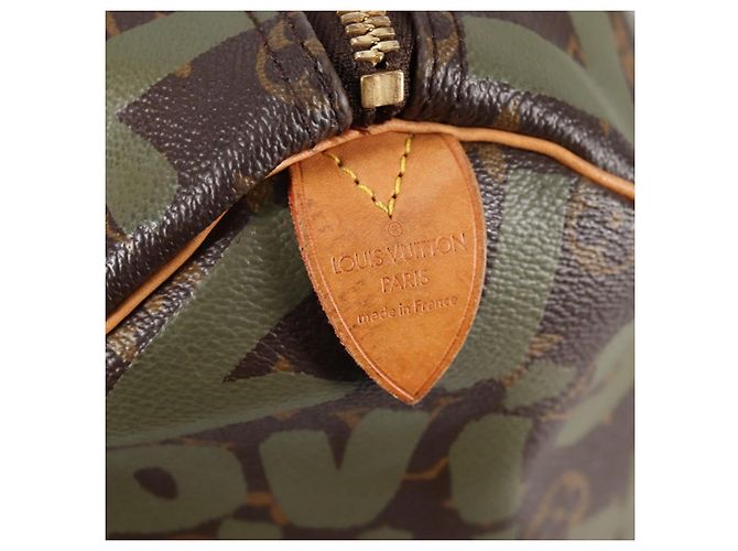 LOUIS VUITTON Monogram Graffiti Keepall 50 Borsa Boston Khaki M92196 Auth fm4841SAV Cachi - vista 18