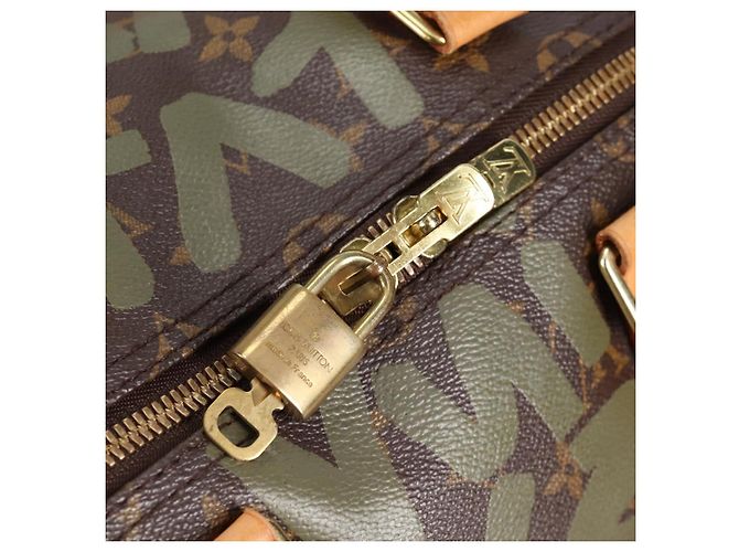 LOUIS VUITTON Monogram Graffiti Keepall 50 Borsa Boston Khaki M92196 Auth fm4841SAV Cachi - vista 20