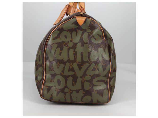 LOUIS VUITTON Monogram Graffiti Keepall 50 Borsa Boston Khaki M92196 Auth fm4841SAV Cachi - vista 4