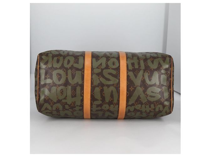 LOUIS VUITTON Monogram Graffiti Keepall 50 Borsa Boston Khaki M92196 Auth fm4841SAV Cachi - vista 6