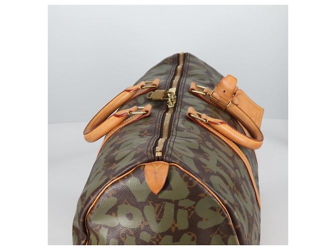 LOUIS VUITTON Monogram Graffiti Keepall 50 Borsa Boston Khaki M92196 Auth fm4841SAV Cachi - vista 7