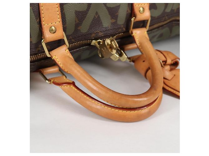 LOUIS VUITTON Monogram Graffiti Keepall 50 Borsa Boston Khaki M92196 Auth fm4841SAV Cachi - vista 8