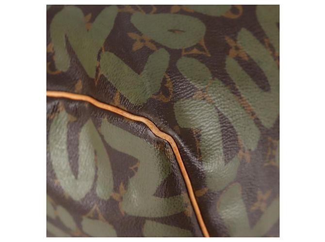 LOUIS VUITTON Monogram Graffiti Keepall 50 Borsa Boston Khaki M92196 Auth fm4841SAV Cachi - vista 9