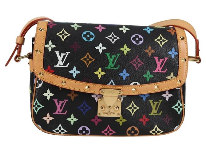 LOUIS VUITTON Bolsa de Ombro Sologne Monograma Multicolorido Preto M92639 Auth 138075SAV - vista 13