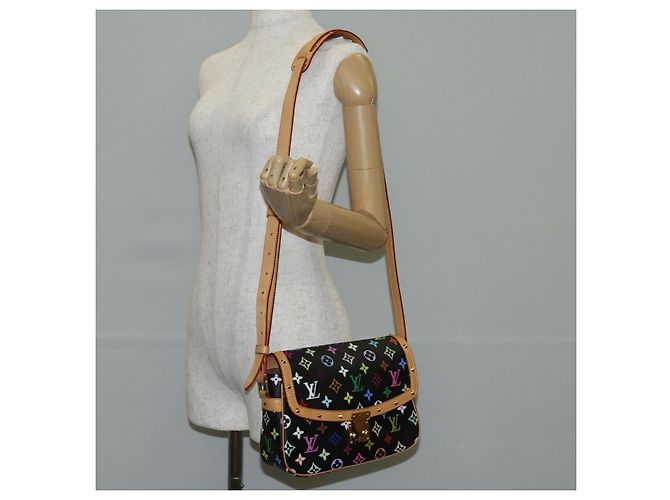 LOUIS VUITTON Bolsa de Ombro Sologne Monograma Multicolorido Preto M92639 Auth 138075SAV - vista 29