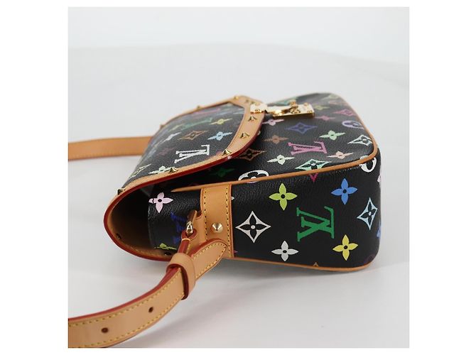 LOUIS VUITTON Bolsa de Ombro Sologne Monograma Multicolorido Preto M92639 Auth 138075SAV - vista 3
