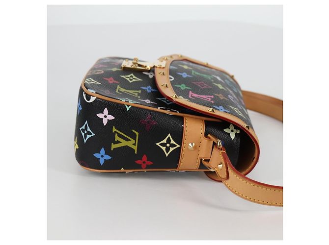 LOUIS VUITTON Bolsa de Ombro Sologne Monograma Multicolorido Preto M92639 Auth 138075SAV - vista 4