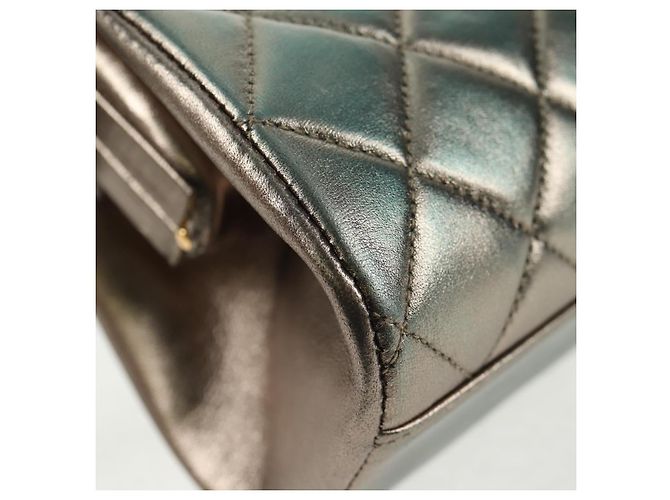 CHANEL Borsa a Spalla in Pelle Matelassé Verde con Catena CC Auth 136053SAV - vista 15