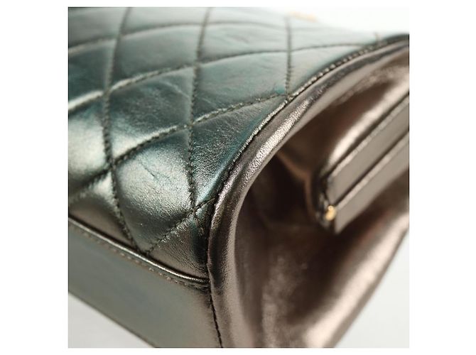 CHANEL Borsa a Spalla in Pelle Matelassé Verde con Catena CC Auth 136053SAV - vista 18
