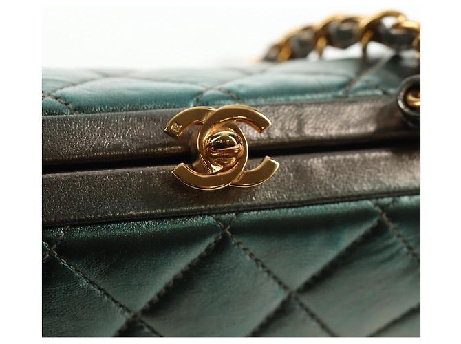 CHANEL Borsa a Spalla in Pelle Matelassé Verde con Catena CC Auth 136053SAV - vista 20