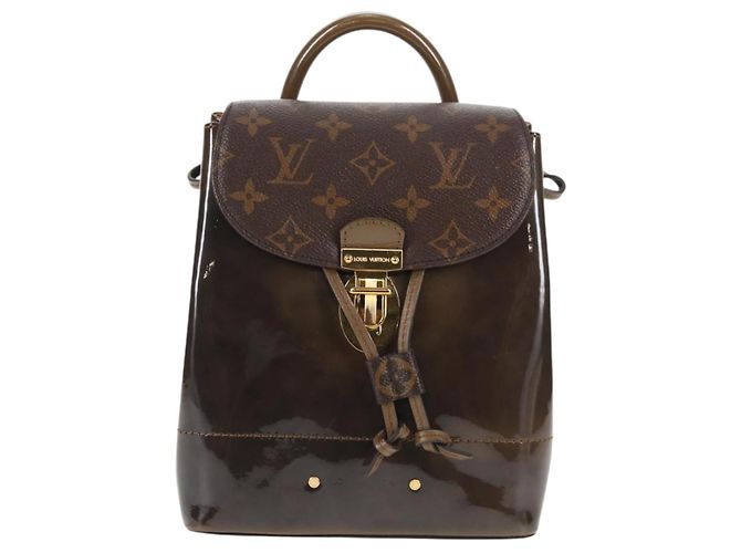 LOUIS VUITTON Zaino Hot Springs Monogram Vernis Khaki M54389 LV Auth BA5768V Cachi Monogramma - vista 13